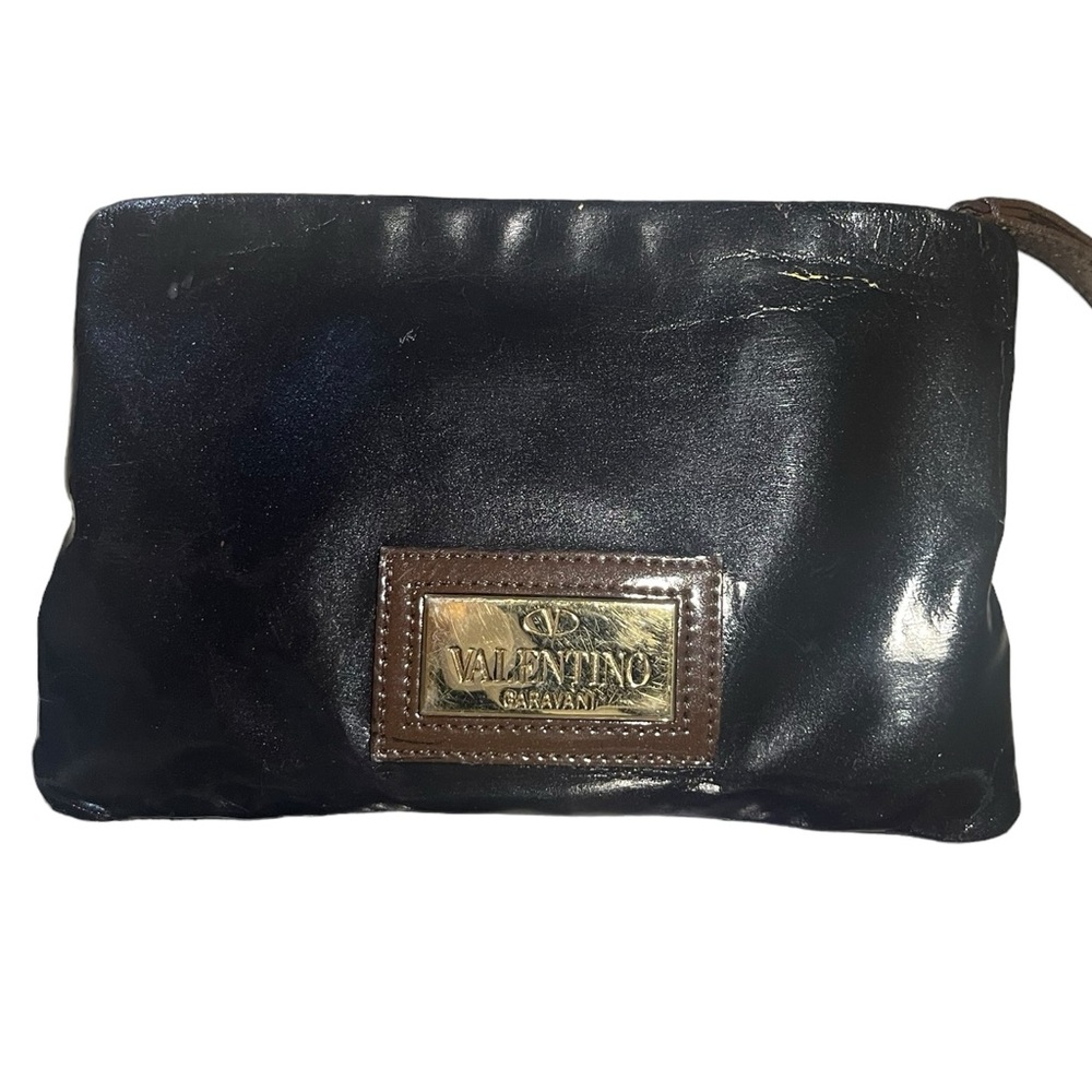 Valentino Leather Bow Clutch, Black & Brown w. Gold Hardware - ALL SHIPS FREE